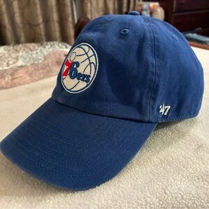 '47 Brand Philadelphia 76ers Royal Blue Logo Cap Sixers Dad Hat NBA Basketball